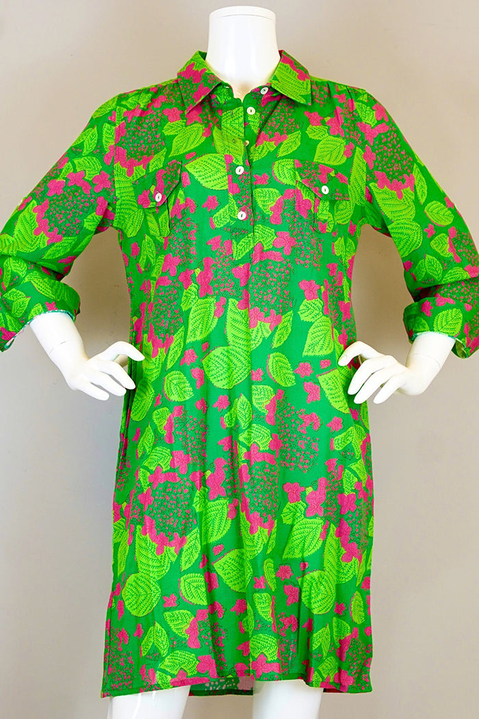 Casual Button Front Printed Dress