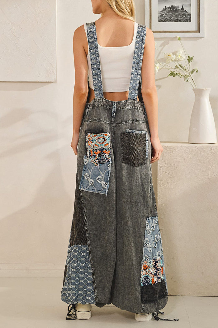 Casual Patchwork Pocket Jumpsuit