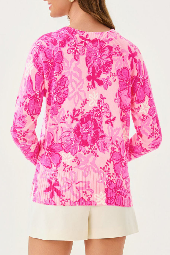 Pink Floral Pattern Sweater