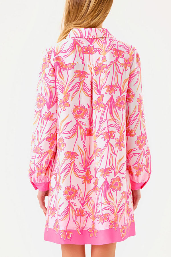 Casual Button Detail Floral Dress