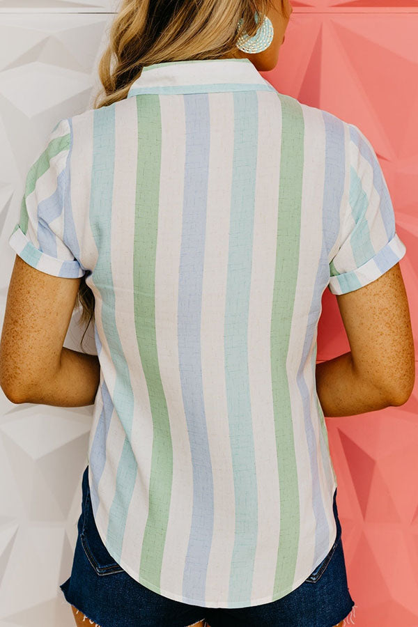 Casual Front Button Striped Shirt