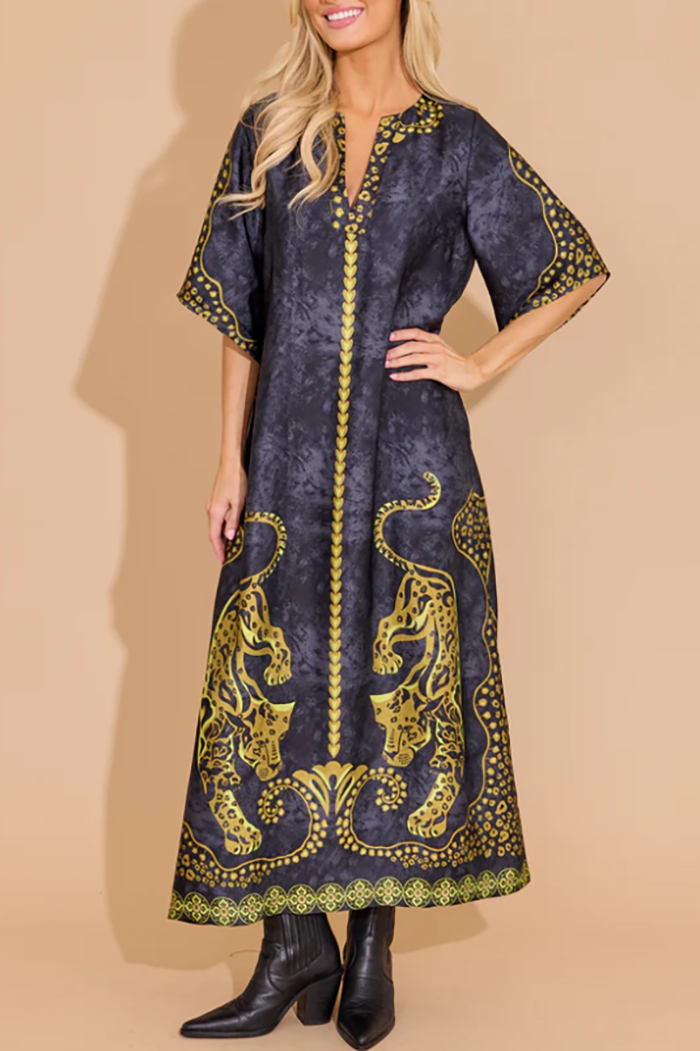 Animal Pattern Maxi Dress