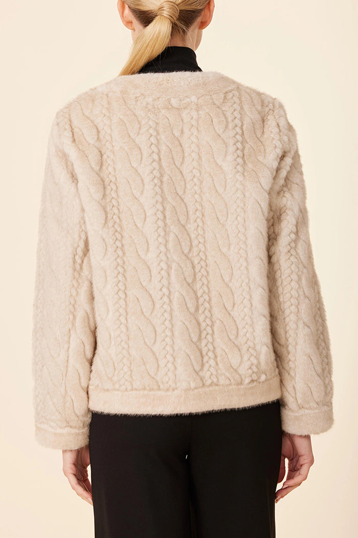 Cable Knit Faux Fur Jacket