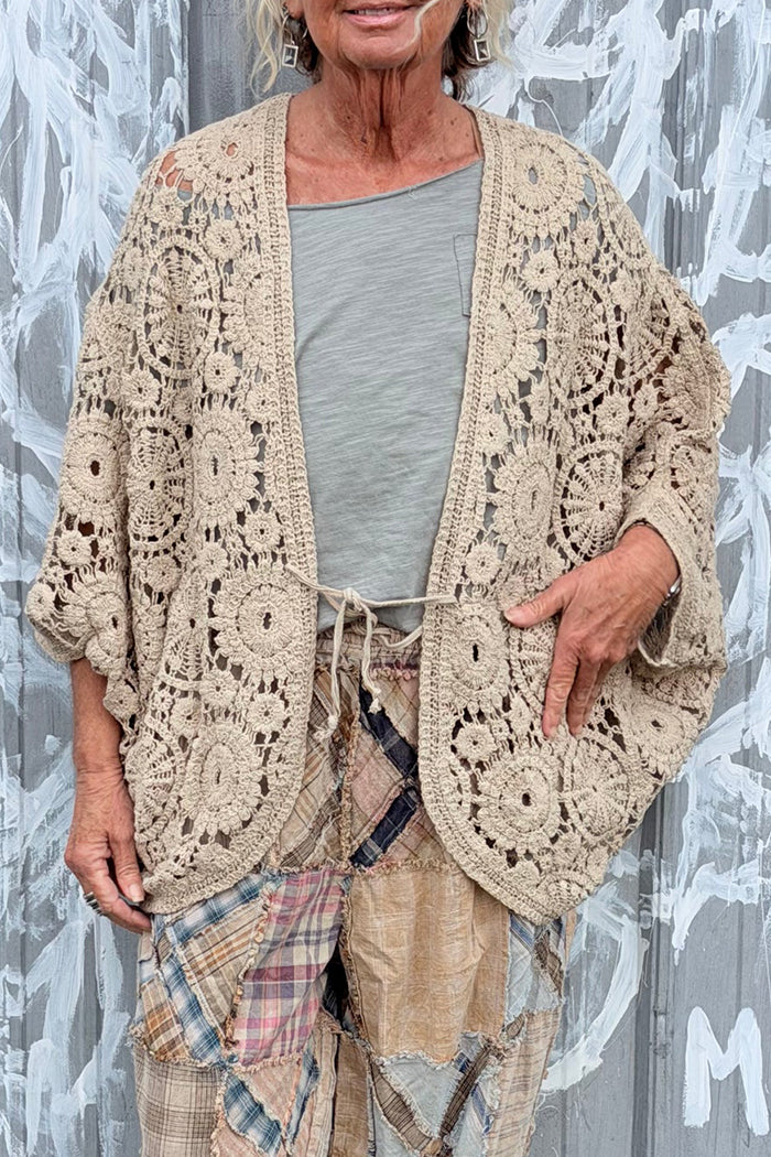 Crochet Lace Open-Front Top