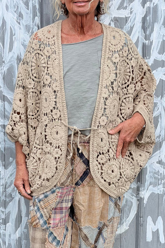 Crochet Lace Open-Front Top