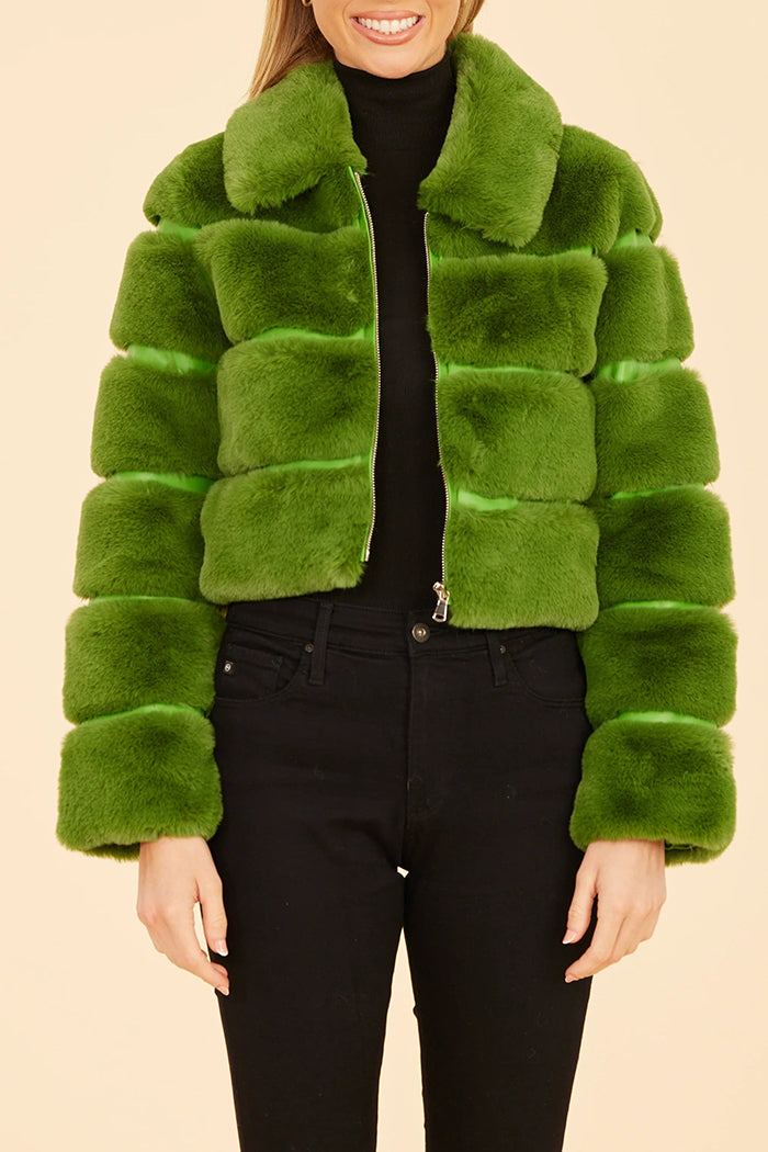 Fur Vegan Leather Cropped Jacket