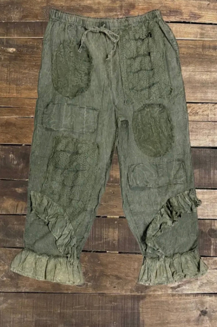 Vintage Frilled Patchwork Pants