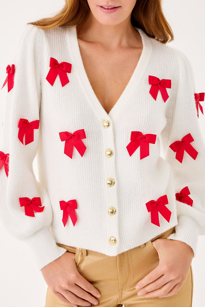Long Sleeves Bow Cardigan