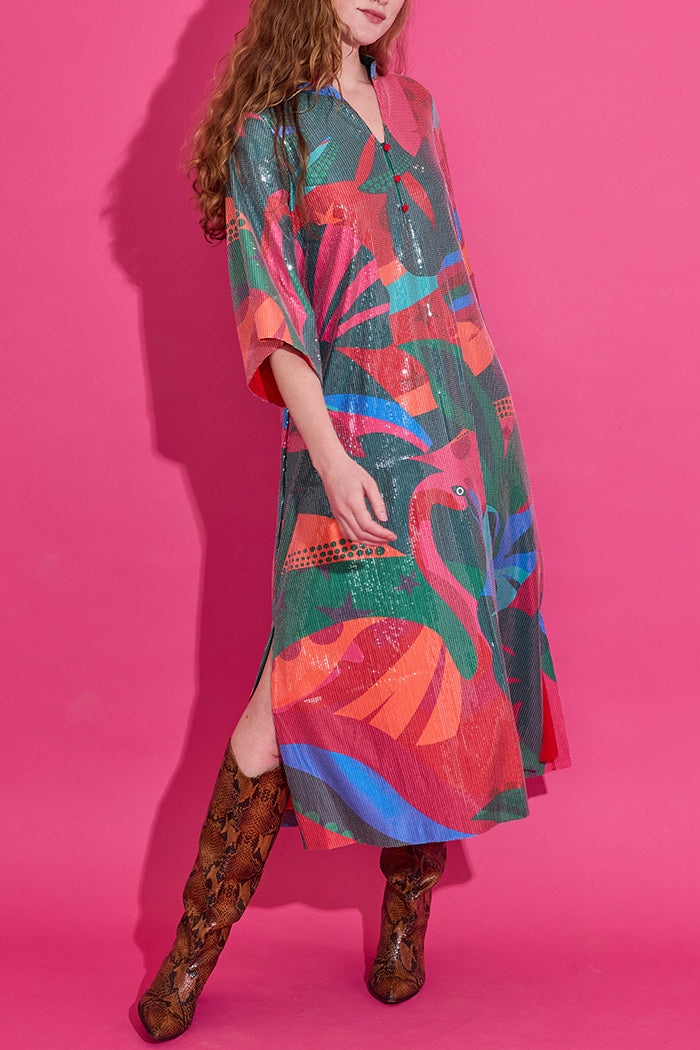 Bold Printed Sequin Dress