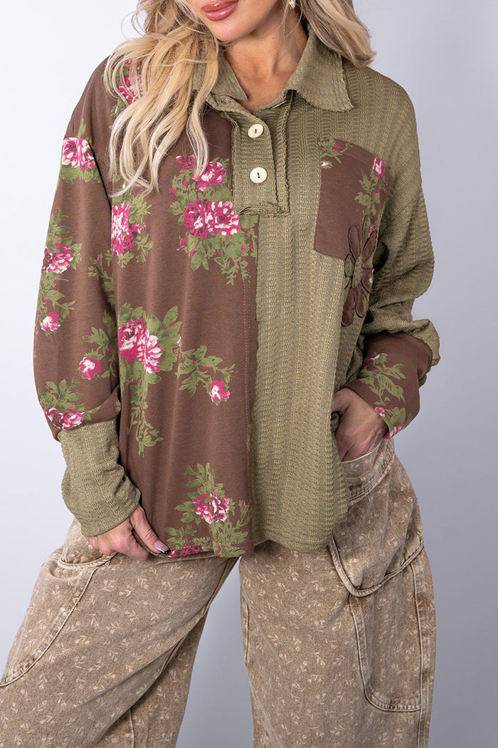 Floral Patchwork Henley Top