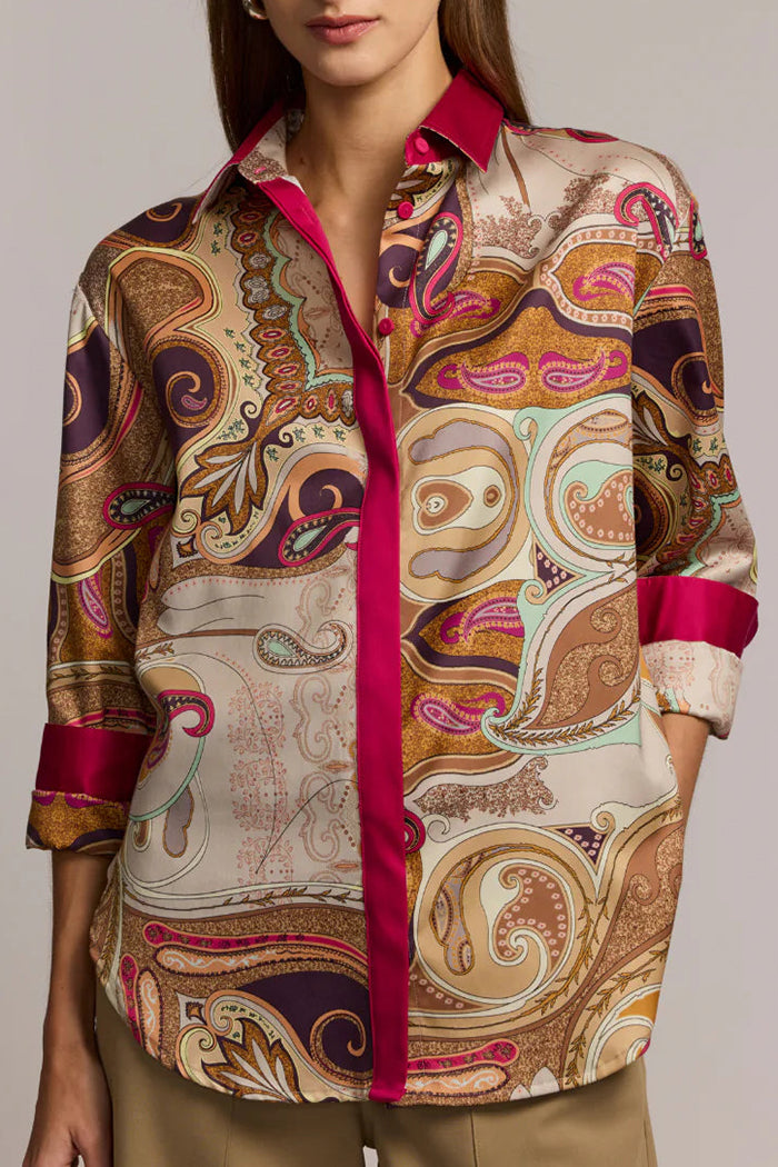 Long Sleeve Scarf Print Shirt