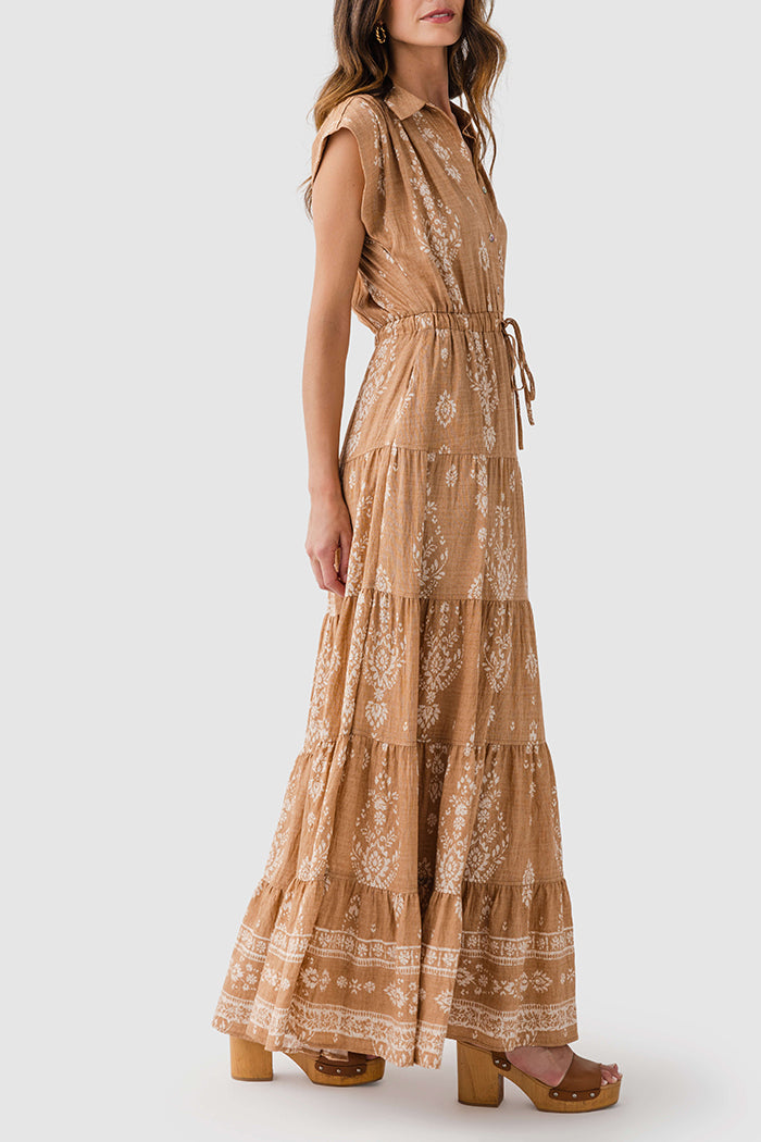 Tiered Drawstring Pocket Maxi Dress