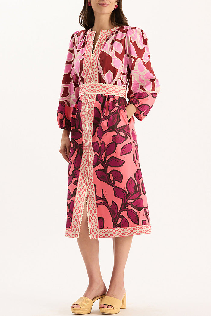 Bold Floral Pocket Midi Dress