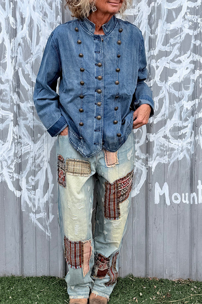 Gold-Button Denim Jacket
