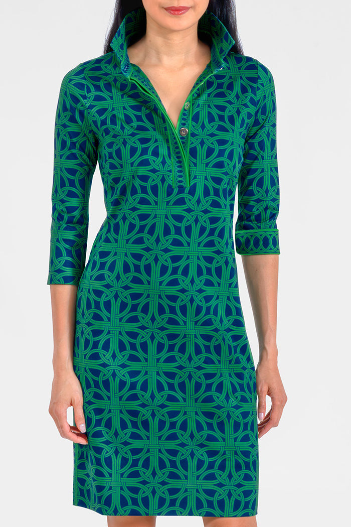 Ring Pattern Quarter-Sleeve Dress