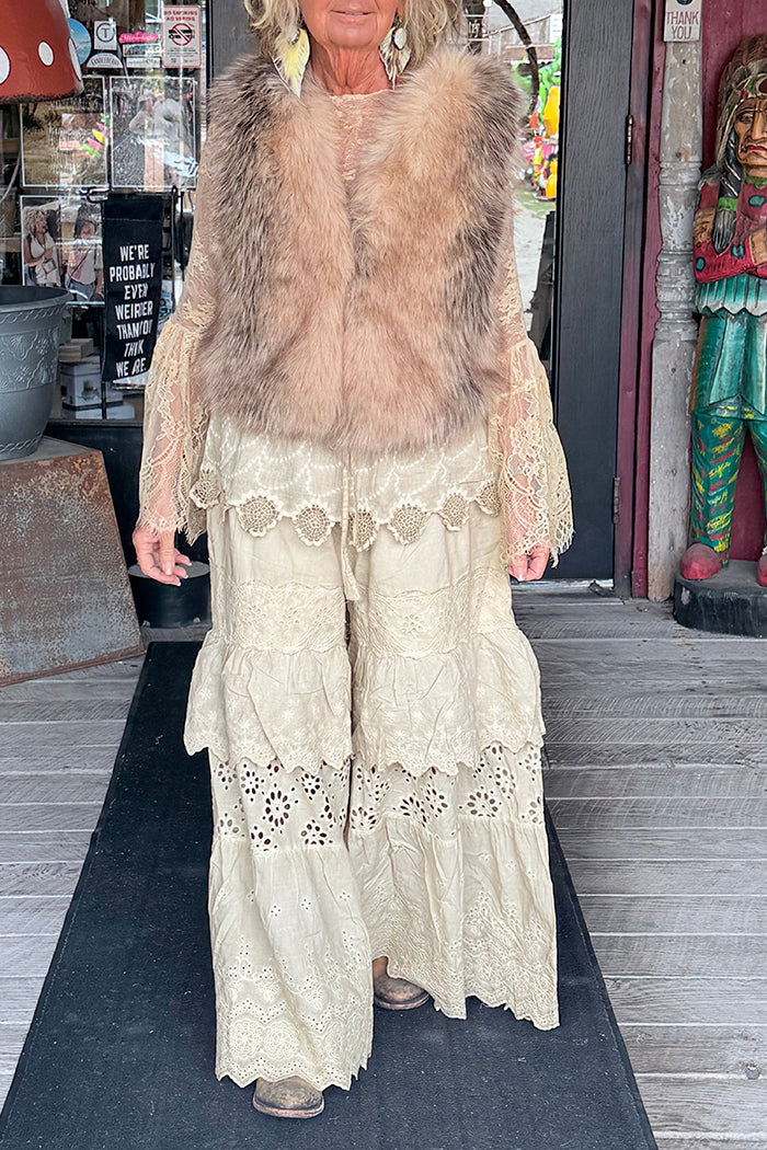 Flowy Ruffle Eyelet Pants