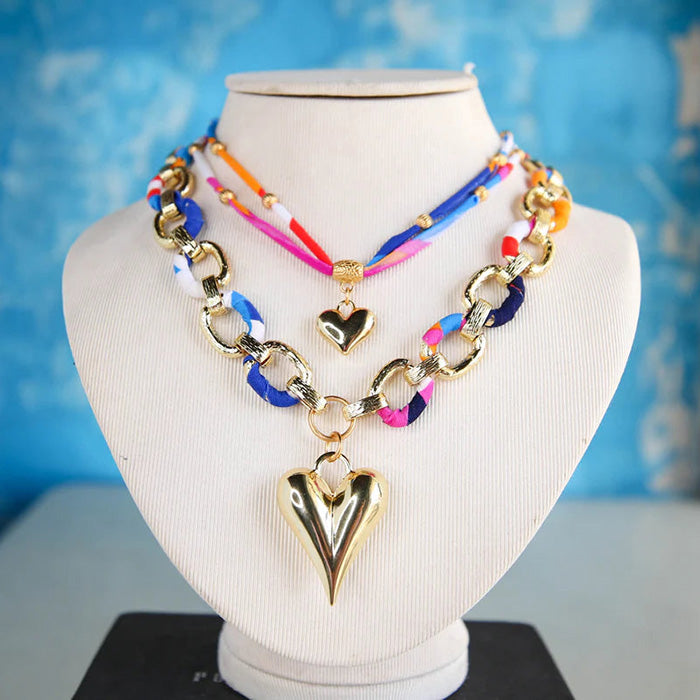 Link Chain Heart Pendant Necklace