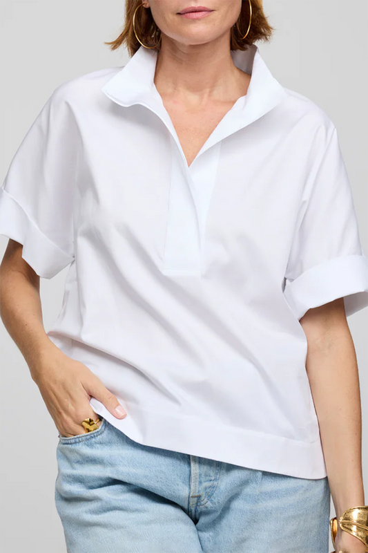 White Elbow Sleeve Top