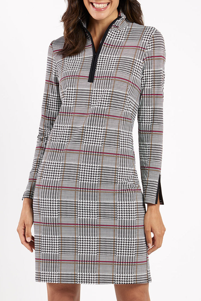 Plaid Trim Fitted Mini Dress