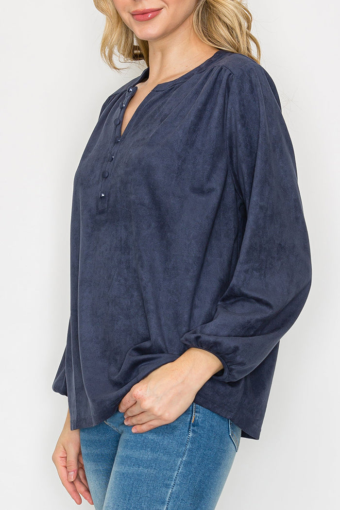 Faux Stretch Suede Top