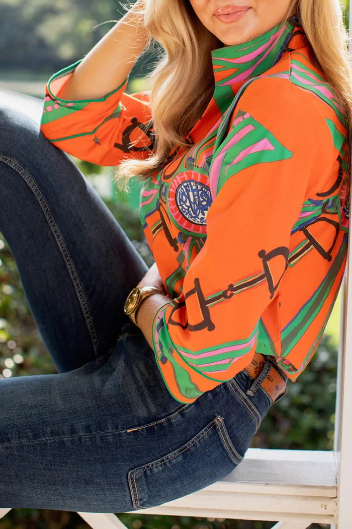 V-Neck Vivid Printed Blouse