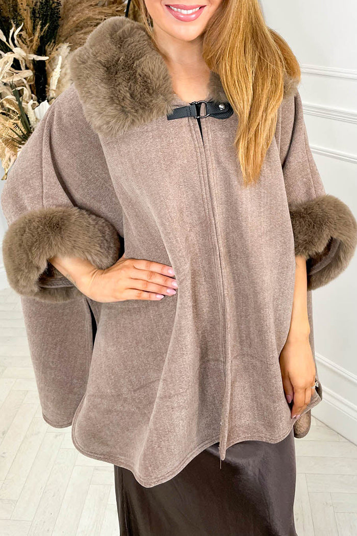 Fur-Collar Cape Coat