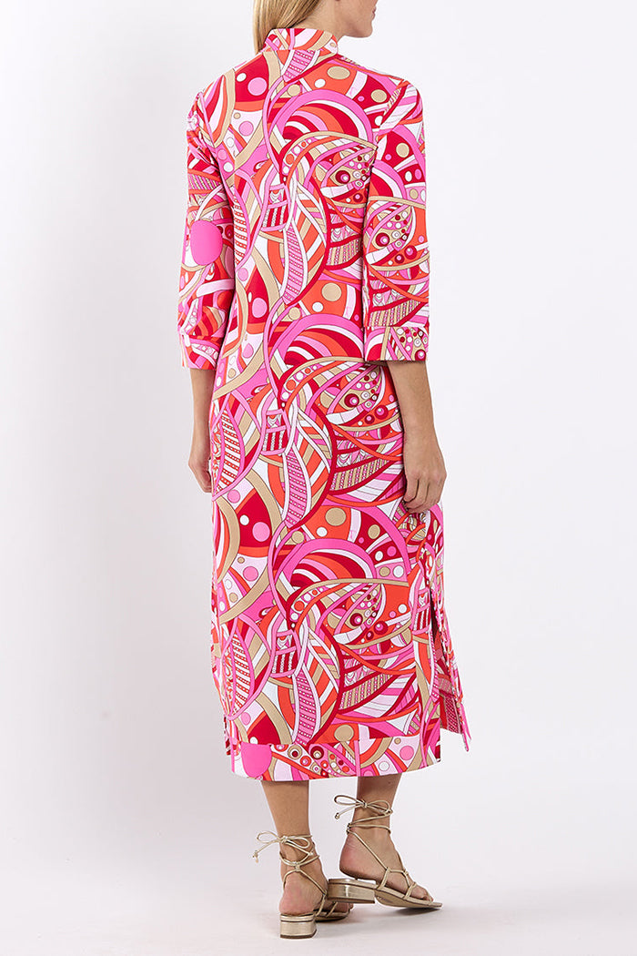3/4 Sleeve Abstract Print Dress
