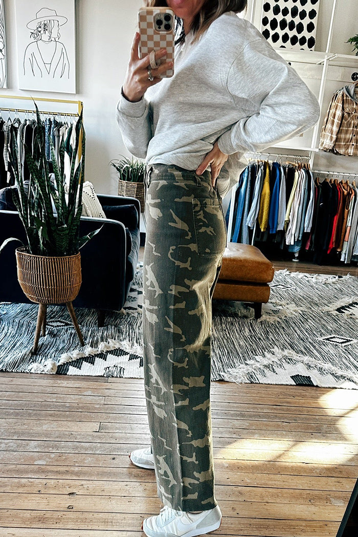 Camouflage Print Stretch Pants