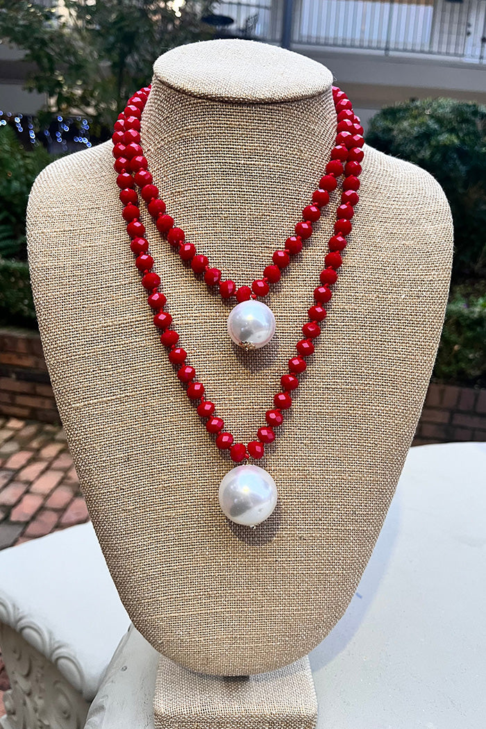 Double Pearl Pendant Layered Necklace