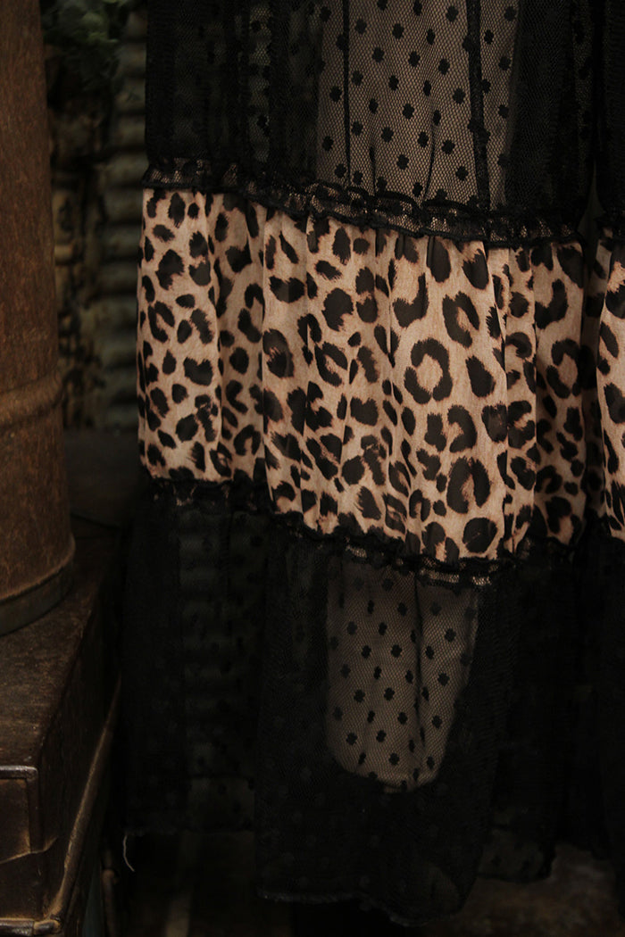 Leopard Lace Tiered Flare Pants