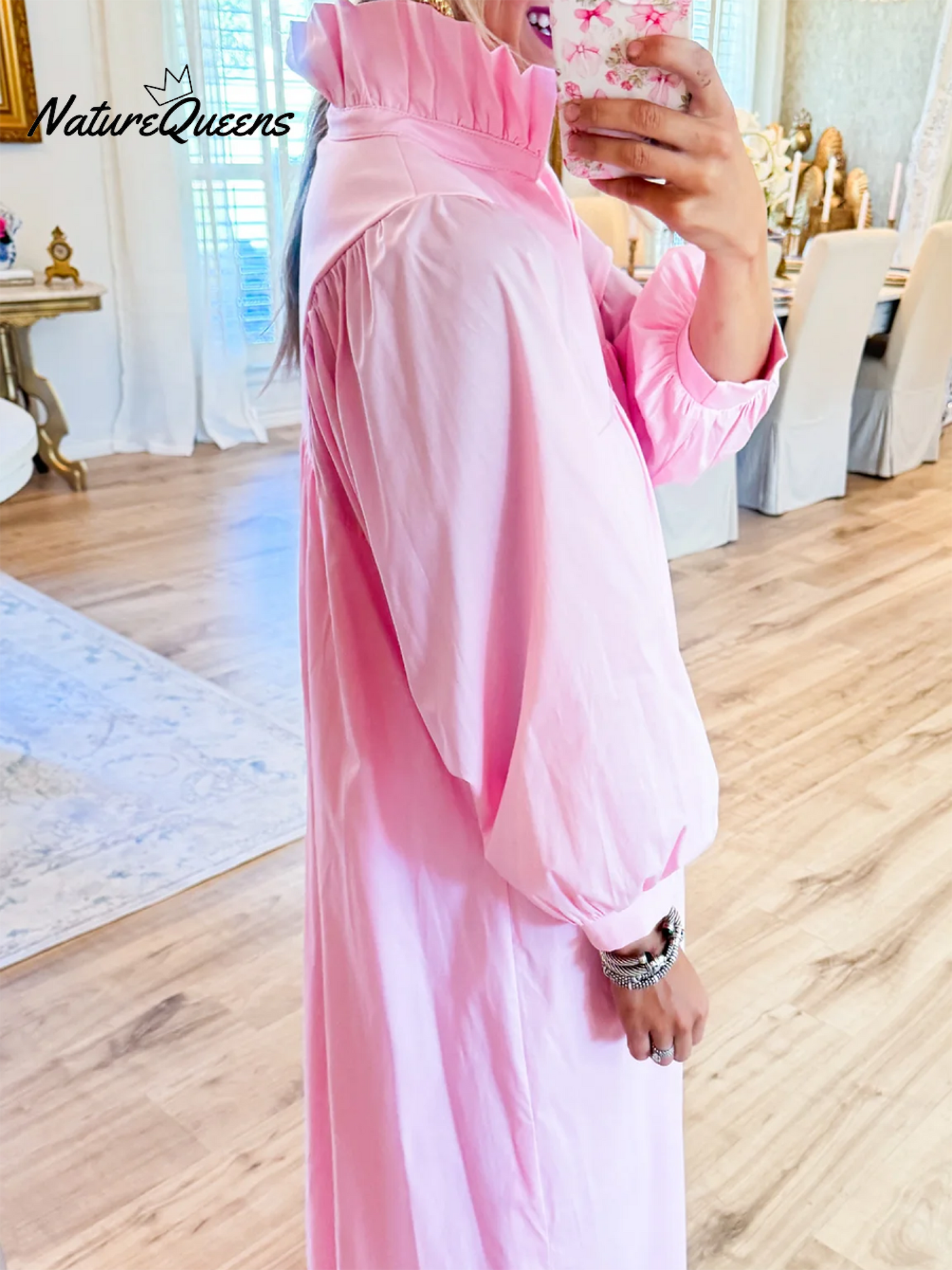 Women's Lace Stand Collar Loose Cotton Dress