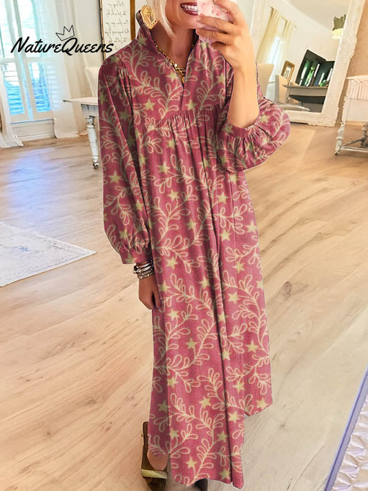 Women's Vintage Floral Pattern Art Print Cotton Dress