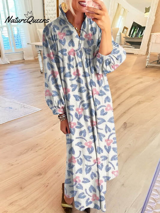 Women's Vintage Floral Pattern Art Print Cotton Dress