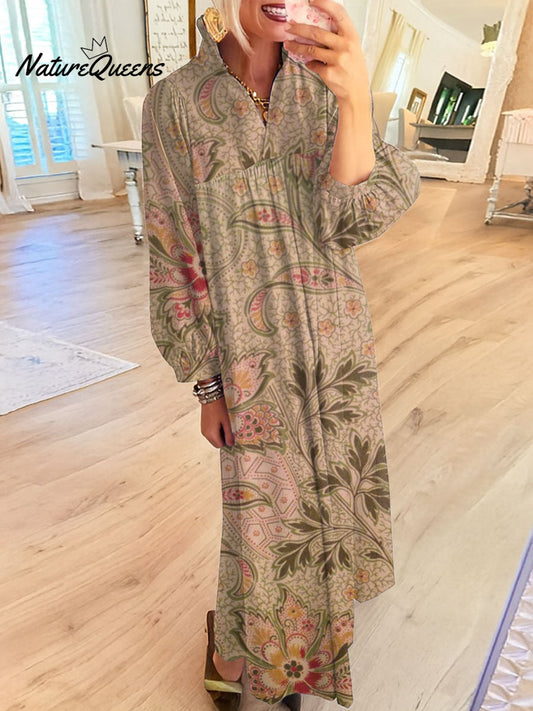 Women's Vintage Flower Art Printed Casual Dress