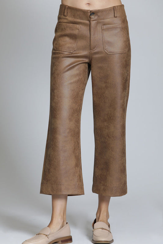 Vegan Leather Wide Leg Pant