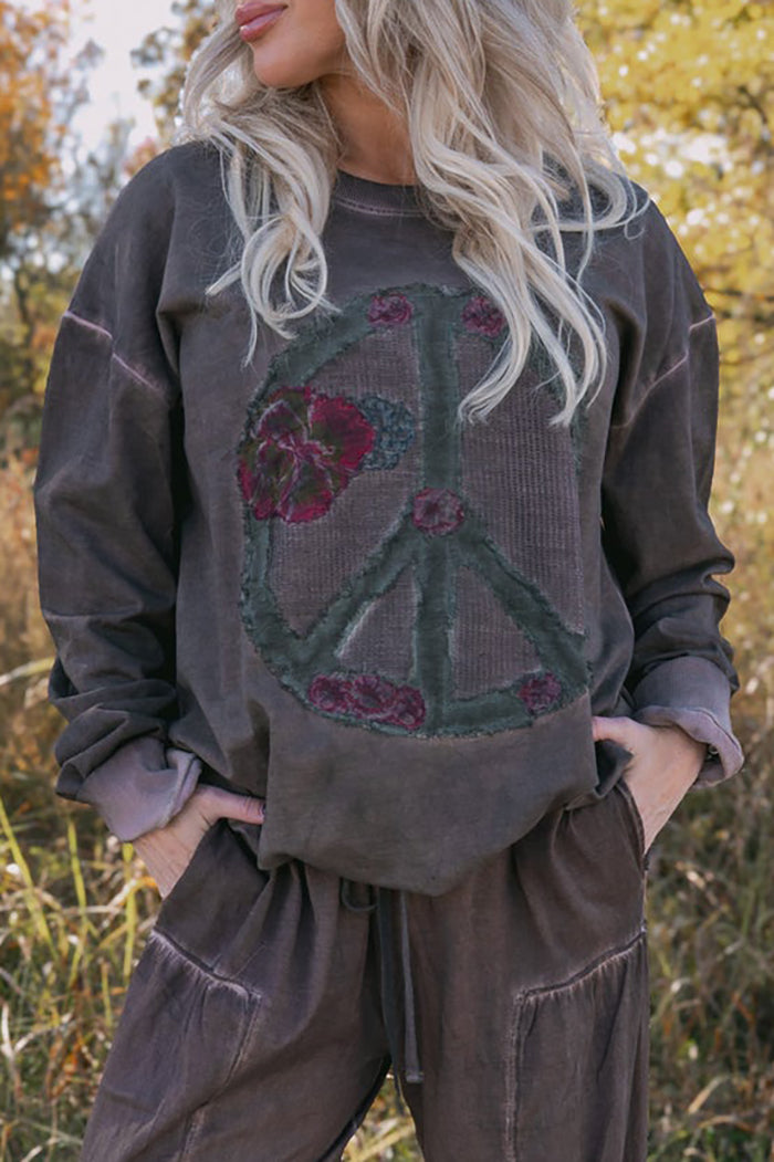 Peace Sign & Floral Top