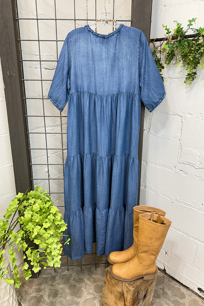 Oversized Tiered Ruffle Short Sleeve Maxi Dress