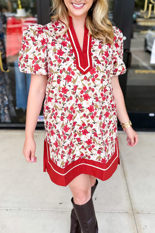Puff Sleeve Floral Dress