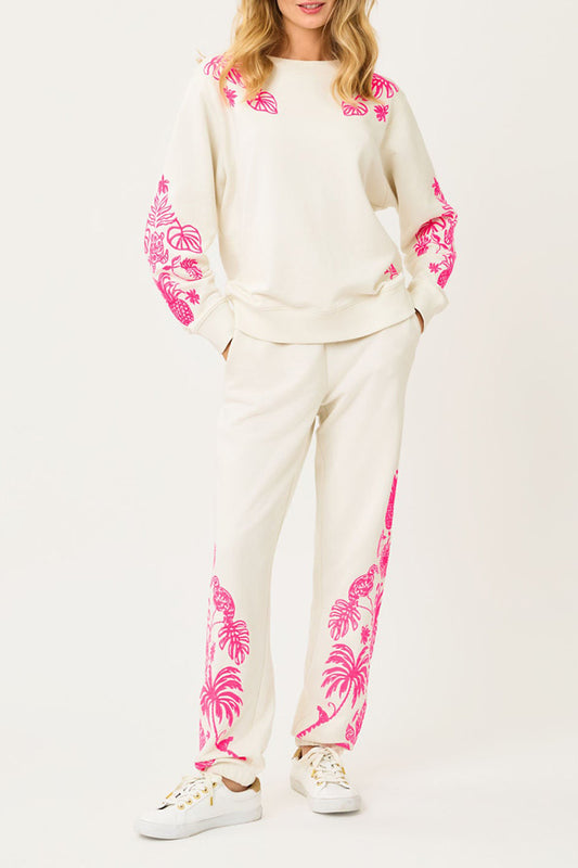 Casual Embroidered Pullover Set