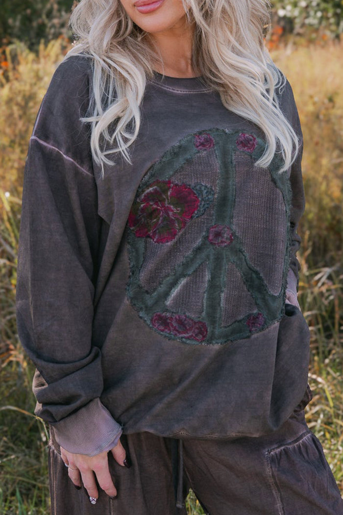 Peace Sign & Floral Top