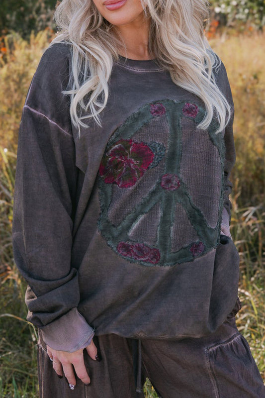 Peace Sign & Floral Top