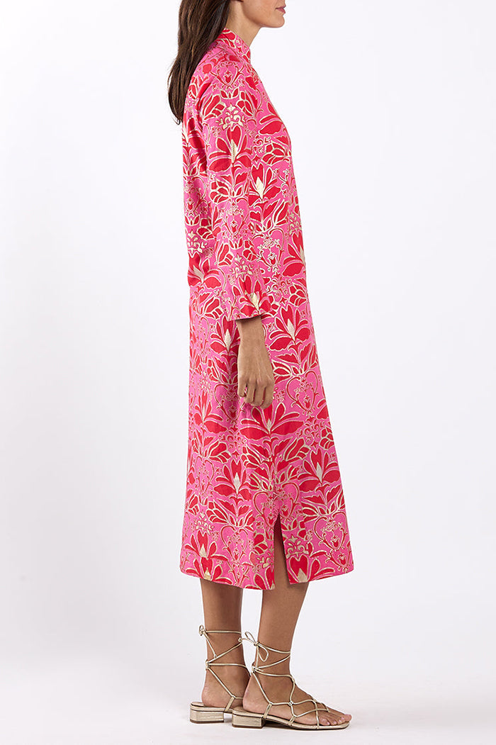 Pink Floral Split Hem Dress