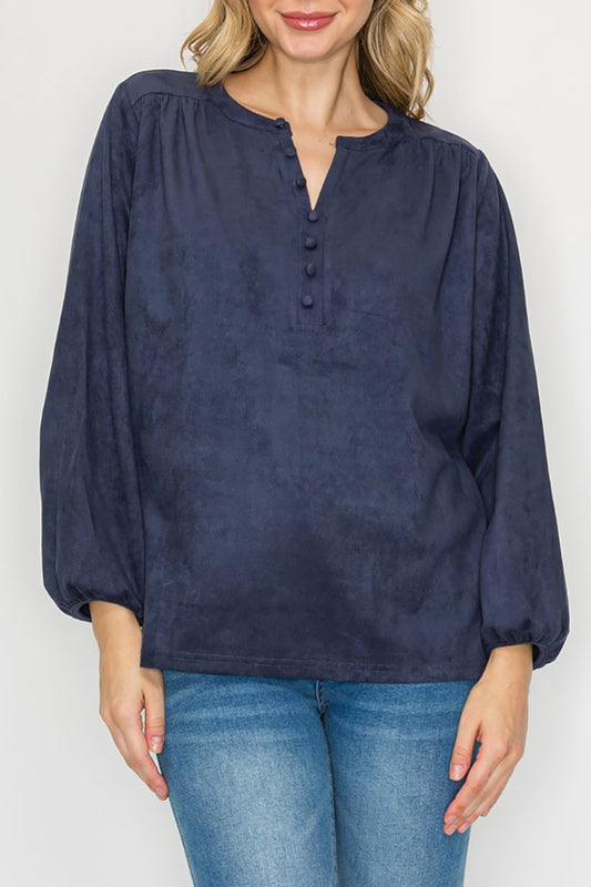 Faux Stretch Suede Top