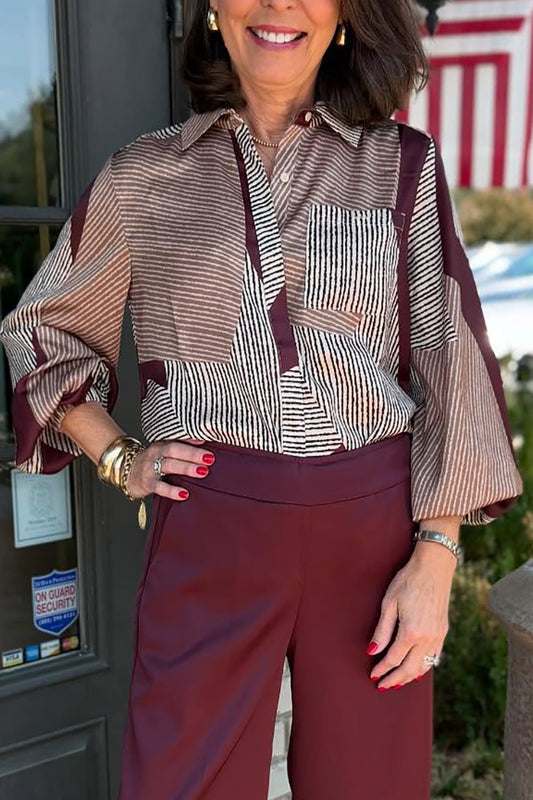 Casual Stripes Washable Silk Blouse