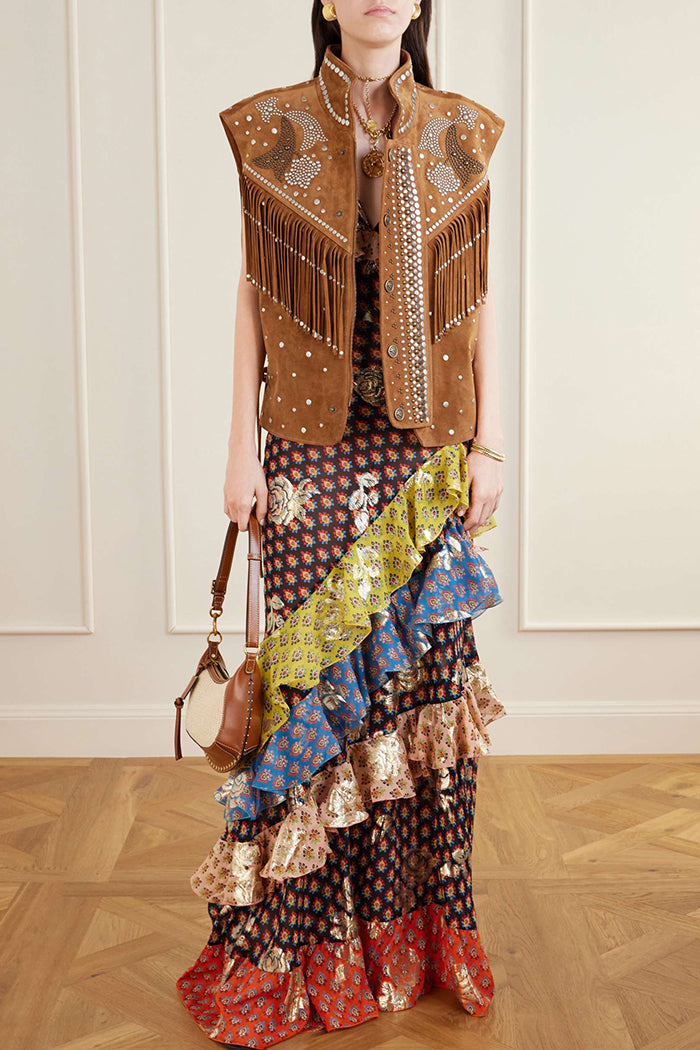 Fringe Studded Western Sleeveless Vest