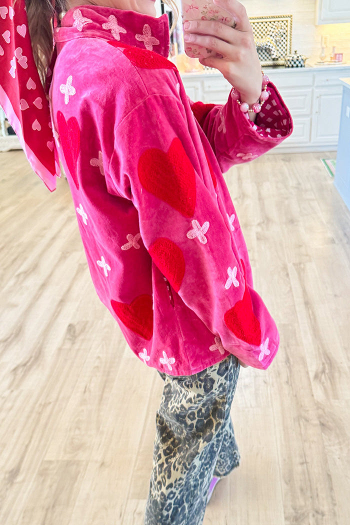 Pocketed Velvet Heart Jacket