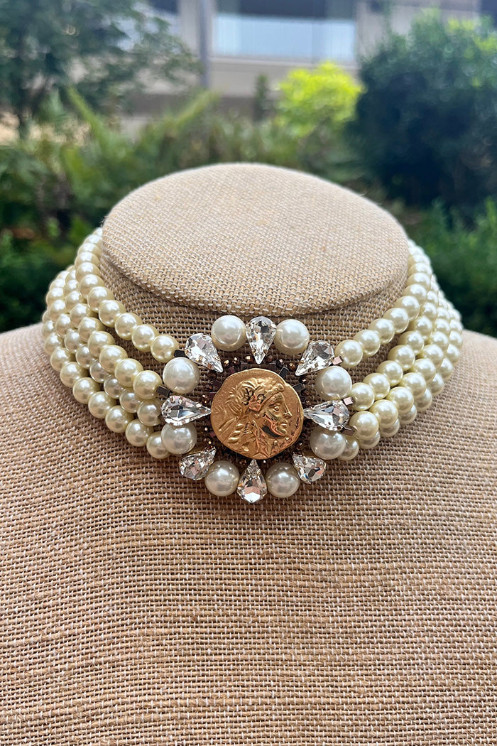 Multi Row Pearl Choker Necklace