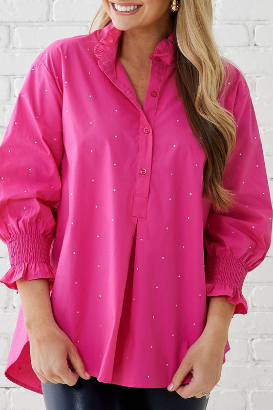 Sequin-Dot Ruffled Top