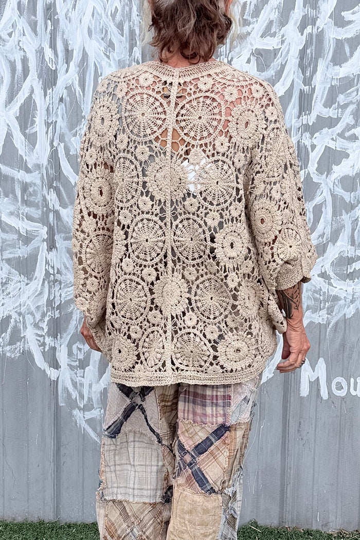 Crochet Lace Open-Front Top
