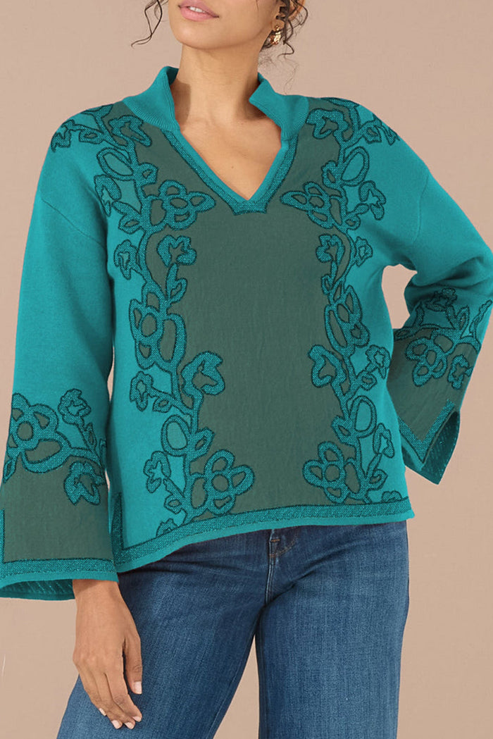 Floral Trimmed Wide-Leg Set